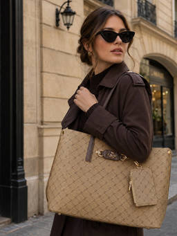 Lavie Paris - Women's Mono Melanie 3C Khaki Tote Bag (L)