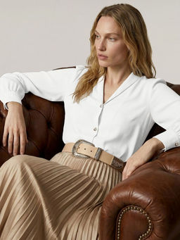 VERO MODA - Shawl Lapel Full Sleeves Shirt - White