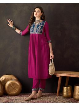 Gahan - Rani Star Georgette Zari Cording Embroidered Kurta with Pant