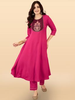 Gahan - Pink Crepe Printed Anarkali Kurta with Pant