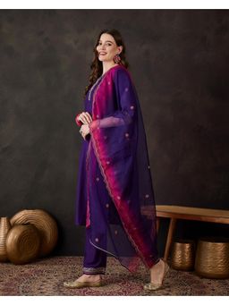 Gahan - Purple DChinon Zari Sequence Embroidered Kurta with Pant & Dupatta