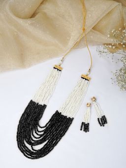 Teejh - Jareen Black And White Gold Necklace Set