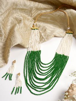 Teejh - Jareen Green And White Gold Necklace Set