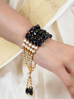 Teejh - Piyali Black And White Layered Pearl Bracelet
