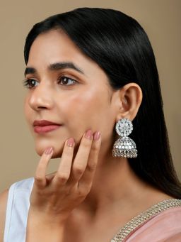 Teejh - Karnika Silver Oxidised Jhumkis Earrings