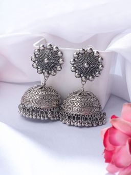 VIRAASI - Oxidised Dome Shaped Big Jhumkas