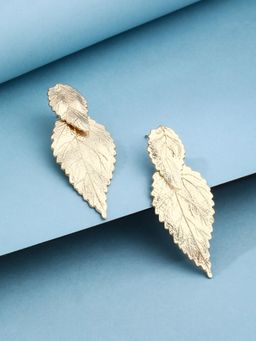 VIRAASI - Gold-Plated Leaf Design Drop Earrings