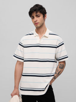 The Souled Store - Originals Popcorn Stripes : Nautica Men Polo T-Shirt Off White