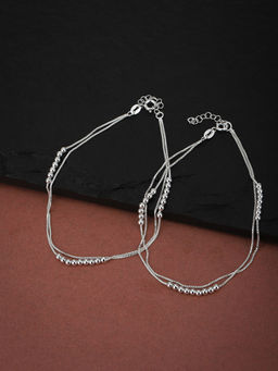 Carlton London - 925 Sterling Silver Rhodium Plated Anklet