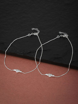 Carlton London - 925 Sterling Silver Rhodium Plated Anklet
