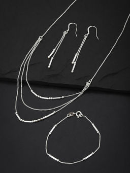 Carlton London - 925 Sterling Silver Rhodium Plated Jewellery Set