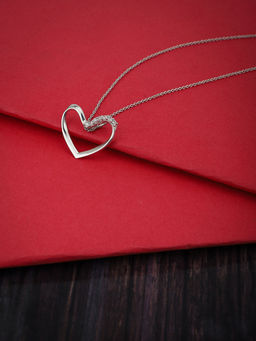 Carlton London - 925 Sterling Silver CZ-Studded Rhodium-Plated Necklace