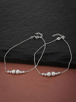 Carlton London - 925 Sterling Silver Rhodium Plated Anklet