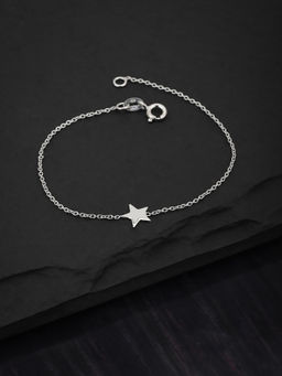 Carlton London - 925 Sterling Silver Rhodium Plated Star Shaped Charm Bracelet