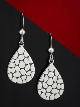 Carlton London - 925 Sterling Silver Rhodium-Plated Teardrop Shaped Drop Earrings