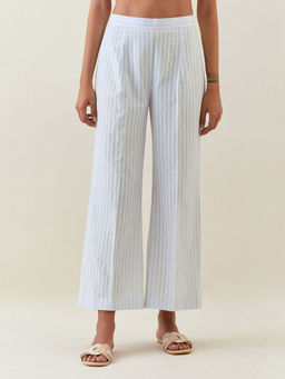 Anantaa by Roohi Trehan - Blue Striped Broad Hem Pant