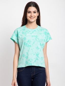 Femea - Women Green Tie and Dye Printed T-Shirt