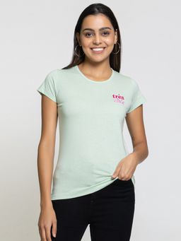 Femea - Round Neck Cotton Green T-Shirt