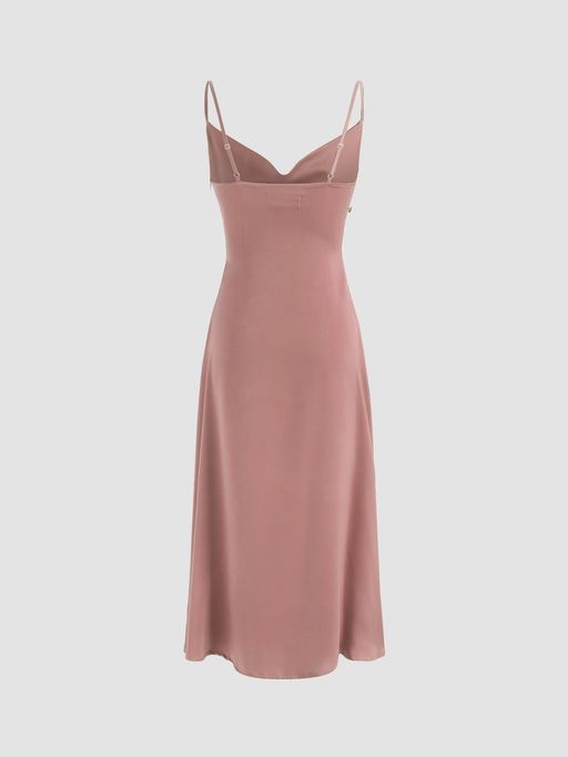 solid cowl neck slit midi dress Buy Cider Pink Solid Cowl Neck Slit Midi Dress Online