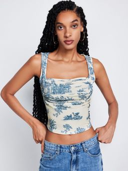 Cider - Toile De Jouy Square Neck Tank Top