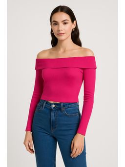 Cider - Solid Off Shoulder Long Sleeve Top