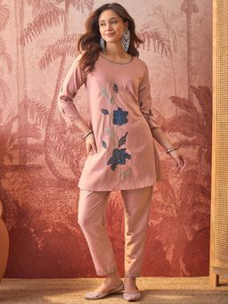 Four Steps - Pink Embroidered Co-Ord Set