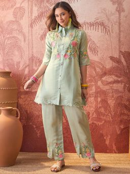 Four Steps - Green Embroidered Co-Ord Set