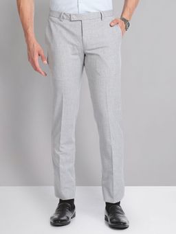 AD By Arvind - Heathered Smart Flex Formal Trouser Grey
