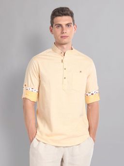 AD By Arvind - Heathered Mandarin Collar Shirt