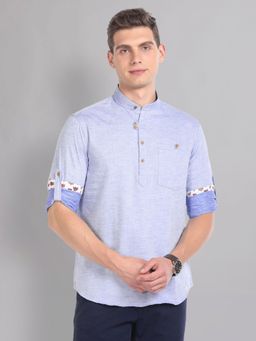 AD By Arvind - Heathered Mandarin Collar Shirt
