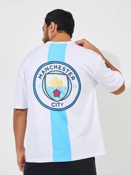 Styli - Men Multi-Color Manchester City Mesh Knit Kersey Oversized Tee