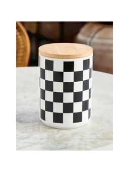 The Better Home - Ceramic Jar 800ml Black white Square pattern YX10-M-SQ Black/White