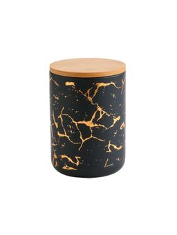 The Better Home - Ceramic Jar 800ml Black with print YX12-M-BK