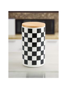 The Better Home - Ceramic Jar 1000ml Black white Square pattern YX11-L-SQ