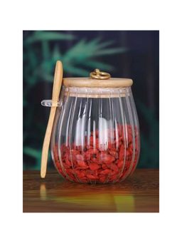 The Better Home - Umai Borosilicate Jar with Wooden lid, Spoon and Metal loop|LP014