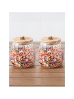 The Better Home - Borosilicate Jar with Wooden Lid and Metal Loop|LP022|830 ml|Pack of 2