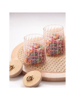 The Better Home - Borosilicate Jar with Wooden Lid and Metal Loop|LP025|750 ml|Pack of 2