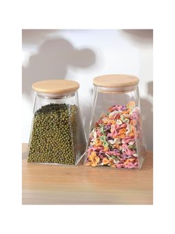 The Better Home - Borosilicate Jar with Wooden Lid|LP034|750 ml 980 ml|Pack of 2