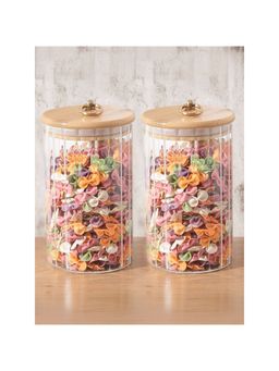 The Better Home - Borosilicate Jar with Wooden Lid and Metal Loop|LP036|820 ml|Pack of 2
