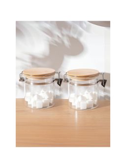 The Better Home - Borosilicate Jar with Wooden Lid|LP039|650 ml|Pack of 2