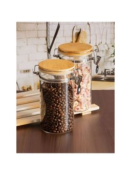 The Better Home - Borosilicate Jar with Wooden Lid|LP041|1400 ml|Pack of 2