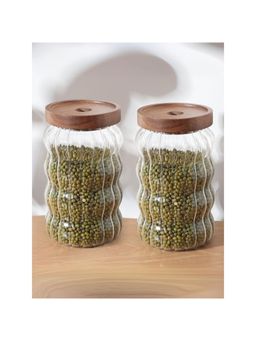 The Better Home - Borosilicate Jar with Wooden Lid|LP045|750 ml|Pack of 2