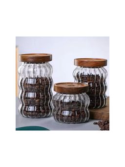 The Better Home - Borosilicate Jar with Wooden Lid|LP046|400ml 620ml 750ml|Multi Pack