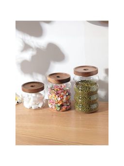 The Better Home - Borosilicate Jar with Wooden Lid|LP050|340ml 550ml 700ml|Multi Pack