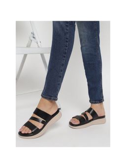Truffle Collection - Black Solid Sandals