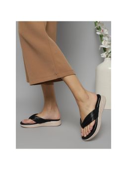 Truffle Collection - Black Solid Sandals