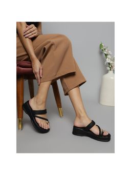 Truffle Collection - Black Embellished Sandal Heels