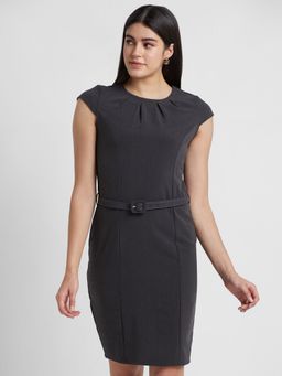 Globus - Women Grey Solid Belted Bodycon Dress