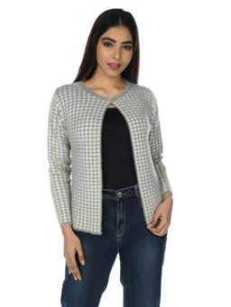 Creative Line - Grey Wool Checks Round Neck Cardigans