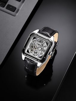 French Connection - Autronox Skeleton Dial Leather Automatic Watch - Silver (FCA33SBL) (M)